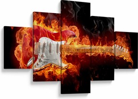 Obraz - Gitara w płomieniach (125x70 cm)