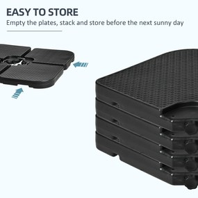 Outsunny waga na parasol ogrodowy 4-częściowa odporna na warunki atmosferyczne HDPE czarna do 80 kg piaskiem 60 kg wodą | Aosom PL