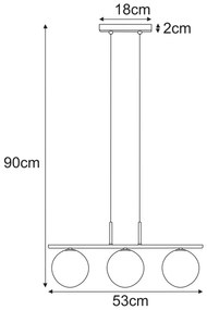 Trzyramienna lampa sufitowa szklana H9-Z28