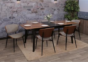 Krzesło do jadalni MCW-O45 (zestaw 6 sztuk), wygląd orzecha włoskiego, jasnoszary