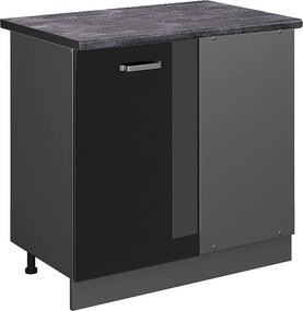 Szafka narożna czarny wysoki połysk 86x60x81.6 r-line