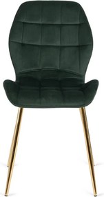 Krzesło Tapicerowane do Jadalni LUCKY Zielone Welurowe Nowoczesne Glamour