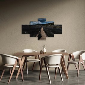 Obraz drewnianej ścieżki o zmierzchu (125x70 cm)