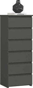 Komoda AKORD CL6 Grafit Szary 40 cm 6 szuflad kolor Grafit Szary mat 40x35x109 cm