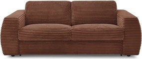 Pomarańczowa sztruksowa rozkładana sofa do spania 240 cm Hugo – Bobochic Paris