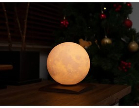 Ciemnobrązowa lampa stołowa LED z litego drewna orzechowego (wysokość 19,5 cm) Smart LunaSpin – Gingko