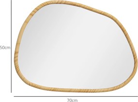 HOMCOM Dekoracyjne Lustro Ścienne, Design Vintage, 70 cm x 2,1 cm x 50 cm, Drewno Solidne, Naturalne