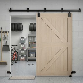 HOMCOM Zestaw do drzwi przesuwnych 244 cm, czarny, dla drzwi pojedynczych | Aosom PL