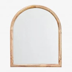 Lustro Ścienne 40x50 Cm Z Drewna Mango Patmos Ciemny Drewniany Uchwyt - Sklum