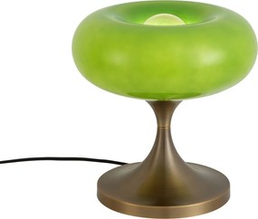 Lampa stołowa retro ciemny brąz z zielonym szklanym kloszem 31cm - Glaze