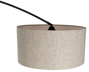 Luk Nowoczesna lampa łukowa czarna z abażurem boucle taupe 50 cm - XXL Nowoczesny Oswietlenie wewnetrzne