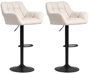 HOMCOM Barowe krzesła 2 w zestawie w stylu retro, regulowane wysokości, ekoskóra w wyglądzie lnu kremowy + czarny