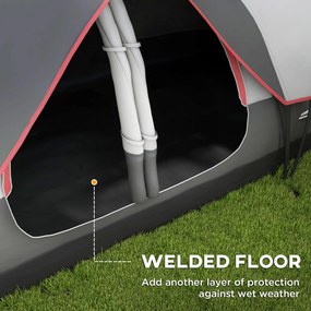 Outsunny Namiot Kempingowy, 2 Pokoje, Ścianka Działowa, dla 6 Osób, Ochrona przed Deszczem, Szary