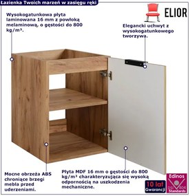 Szafka ryflowana pod umywalkę dąb craft złoty 40 cm E1-E59