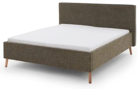 Ciemnozielone tapicerowane łóżko dwuosobowe ze schowkiem i stelażem 160x200 cm Riva – Meise Möbel