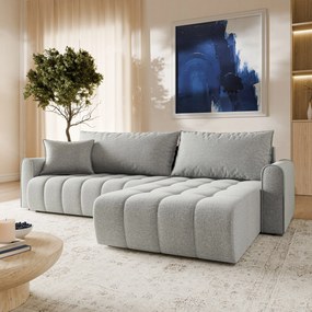 Masseno Narożnik FRIGA z funkcją spania i pojemnikiem na pościel Narozniki L, Rozkładana sofa - Jasnoszary, ARAGON 83