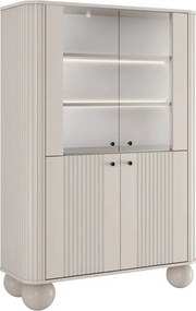 Witryna Vesper 103 cm czterodrzwiowa - kaszmir / czarne uchwyty / nogi kule