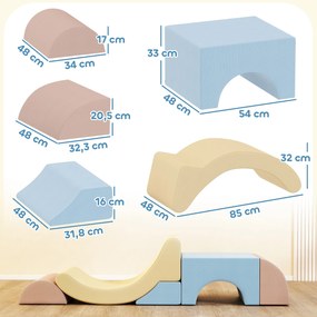 AIYAPLAY Zestaw 5 Piankowych Klocków do Wspinania, z Pokryciem z Cordu, Lekkie, do Budowania, Raczkowania, Wspinania, Kolorowe