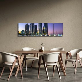 Obraz jachtów i drapaczy chmur (170x50 cm)