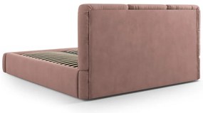Jasnoróżowe tapicerowane łóżko dwuosobowe ze schowkiem i stelażem 200x200 cm Brody – Mazzini Beds