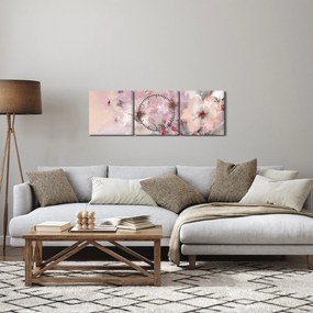 Obraz - Kolaż artystyczny z motylami (z zegarem) (90x30 cm)