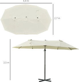 Outsunny podwójny parasol wspornikowy parasol z korbą ochrona przeciwsłoneczna krem biały