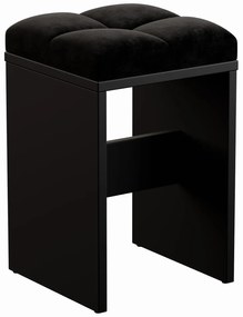 Czarny taboret welurowym siedziskiem N4-K25