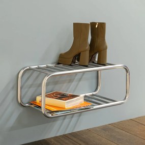 Metalowa wisząca szafka na buty w kolorze srebra Retro – Spinder Design