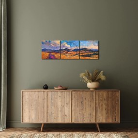 Obraz - Obraz olejny przedstawiający krajobraz (z zegarem) (90x30 cm)