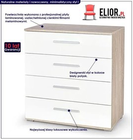 Komoda z szufladami Kaloe C4 - biały połysk