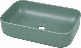 Massi Umywalka ceramiczna nablatowa prostokątna zielona FLOW Green 60 cm