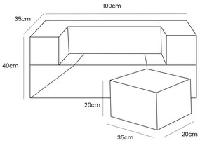 Turkusowy sztruksowy piankowy plac zabaw 6 szt. wysokość 40 cm 100x35 cm Montessori – Meowbaby