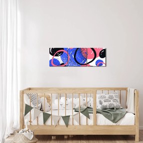 Obraz - Motyw z kółkami w żywych kolorach (z zegarem) (90x30 cm)