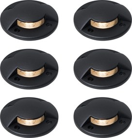 Zestaw 6 nowoczesnych reflektorów gruntowych czarnych GU10 50mm z efektem 2-światła IP65 - Cellar