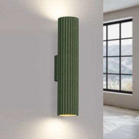 Kinkiet KARBON 30 zielony oliwkowy ryflowany SOLLUX  LIGHTING