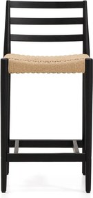 Czarny/w naturalnym kolorze hoker z litego drewna dębowego (wysokość siedziska 65 cm) Analy – Kave Home