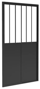 Drzwi prysznicowe przesuwne czarne matowe styl warsztatowy - 120 x 195 cm - ANAKAO