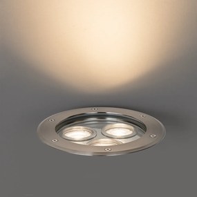 Nowoczesny reflektor naziemny stalowy 3-światłowy IP65 - Tribus