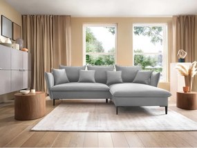 Narożnik GLOSS Prawostronny z funkcją spania, zestaw z poduszkami wolnostojący tkanina RIVIERA 81 Niebieski WERSAL