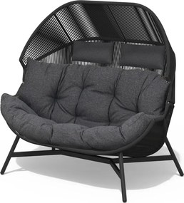FOTEL OGRODOWY DWUOSOBOWY HOLA ANTRACYT Z PODUSZKAMI