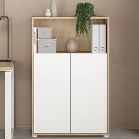 Dwudrzwiowa komoda biurowa Sign jackson hickory/biały mat