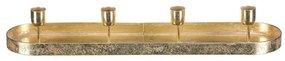 Metalowy świecznik na 4 stożkowe świece, owalny,złoty, 43 x 10 x 6 cm