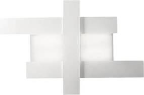 Nowoczesny design, biała lampa ścienna LED 40W - geometryczna konstrukcja stalowa, ciepłe światło 3000K, 2620lm, szerokość 84 cm, IP20