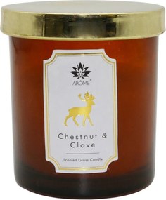 Świeca zapachowa w kolorowym szkle z pokrywką, Chestnut & Clove, 125 g