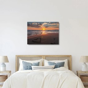 Obraz na szkle serca na piasku (70x50 cm)