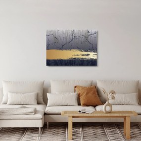 Obraz na szkle - Niebiesko-złota abstrakcja N⁰1 (70x50 cm)