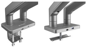 Metalowy uchwyt na dwa monitory JAKE, szary