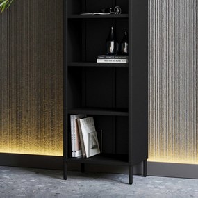 Czarny regał na książki metalowy MARIO Modern 500 x 1800 x 350 mm