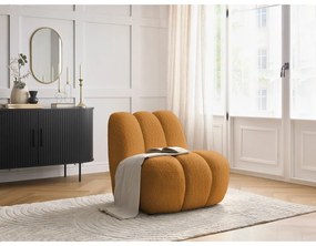 Musztardowy fotel z materiału bouclé Janissaire – Bobochic Paris