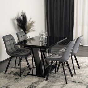 Stół Prostokątny Rozkładany CLARK 120-160 cm Czarny Połysk Glamour